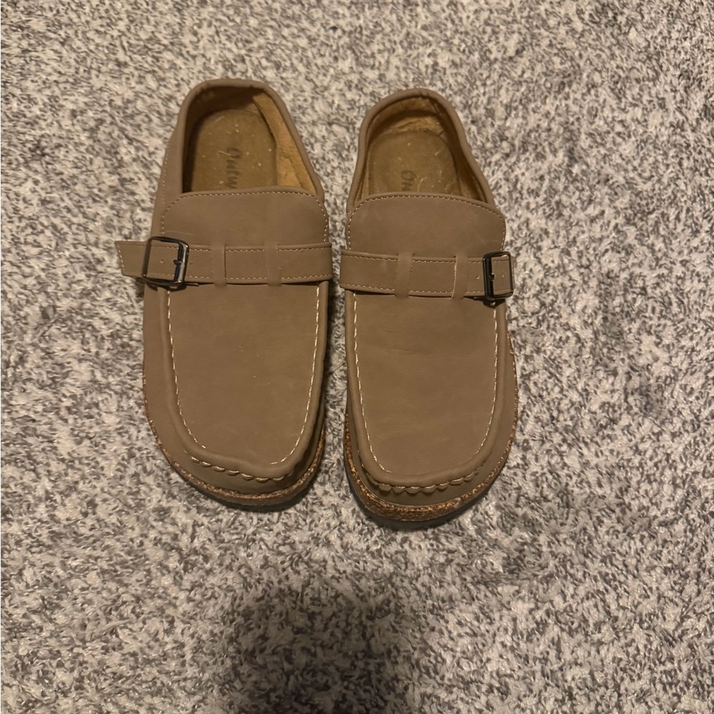 Brown clogs with Buckle Detail
